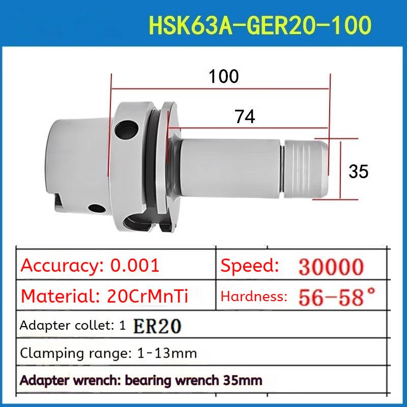 10012 HSK63A high speed tool holder CNC machining center CNC tool holder HSK GER16 20 25 32 high precision tool holder Shandong Denso Pricision Tools Co.,Ltd.